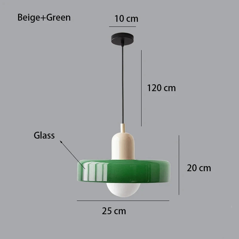 *Lustre Suspension en Verre Nordique Bauhaus - Design Rétro Vintage - Luminaire Décoratif pour Salon Chambre Bar Café - Compatible LED E27