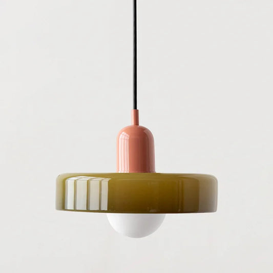 *Lustre Suspension en Verre Nordique Bauhaus - Design Rétro Vintage - Luminaire Décoratif pour Salon Chambre Bar Café - Compatible LED E27