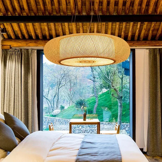 Lustre pendant en bambou Dans la Chambre