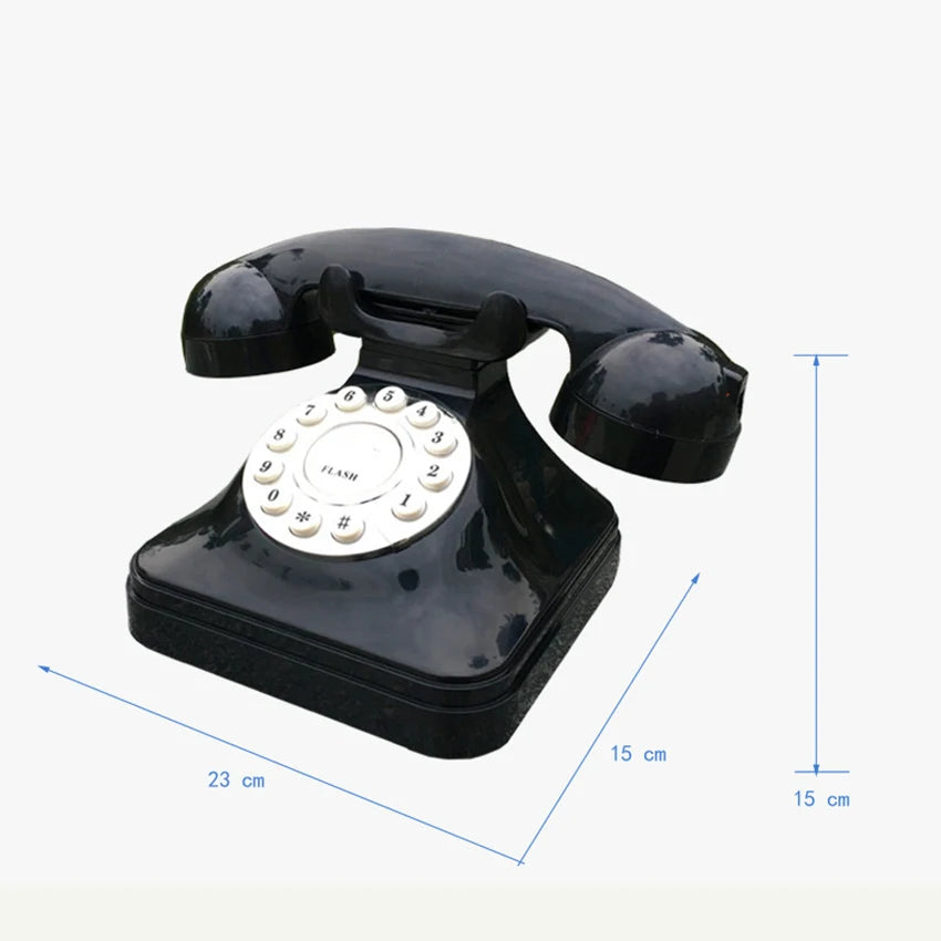 Téléphone Fixe Vintage Rétro Noir à Boutons Poussoirs - Design Classique Élégant - Téléphone Filaire Décoratif pour Bureau et Maison - Style Antique Fonctionnel