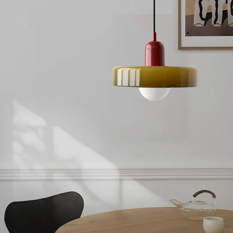 *Lustre Suspension en Verre Nordique Bauhaus - Design Rétro Vintage - Luminaire Décoratif pour Salon Chambre Bar Café - Compatible LED E27