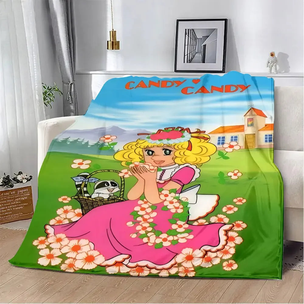 *Couverture Candy du dessins animés, Vintage Année 80, Pique-nique, Chaude, Douce, Confortable.