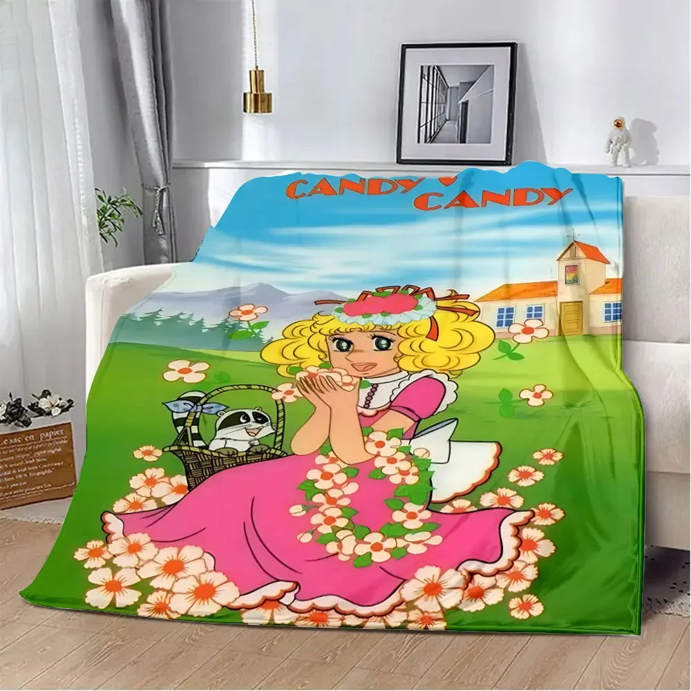 *Couverture Candy du dessins animés, Vintage Année 80, Pique-nique, Chaude, Douce, Confortable.