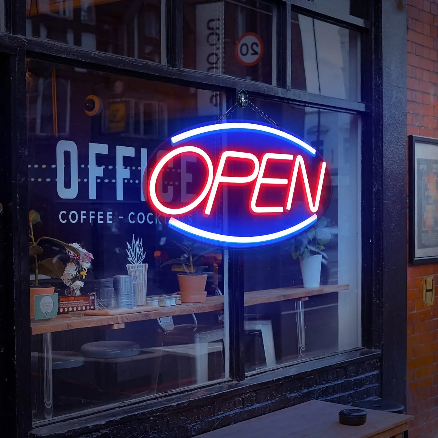 Enseignes rétro vintage néon avec lumière LED brillante, panneau publicitaire à haute visibilité..