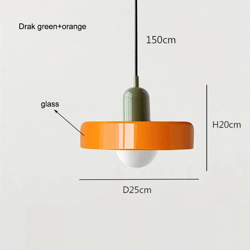 *Lustre Suspension en Verre Nordique Bauhaus - Design Rétro Vintage - Luminaire Décoratif pour Salon Chambre Bar Café - Compatible LED E27