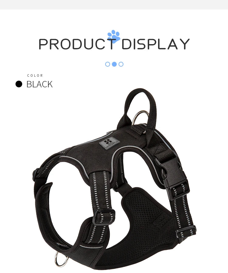 *Harnais pour Chien Réfléchissant Anti-Traction - Gilet Ajustable en Nylon  - Attache, sécurisée