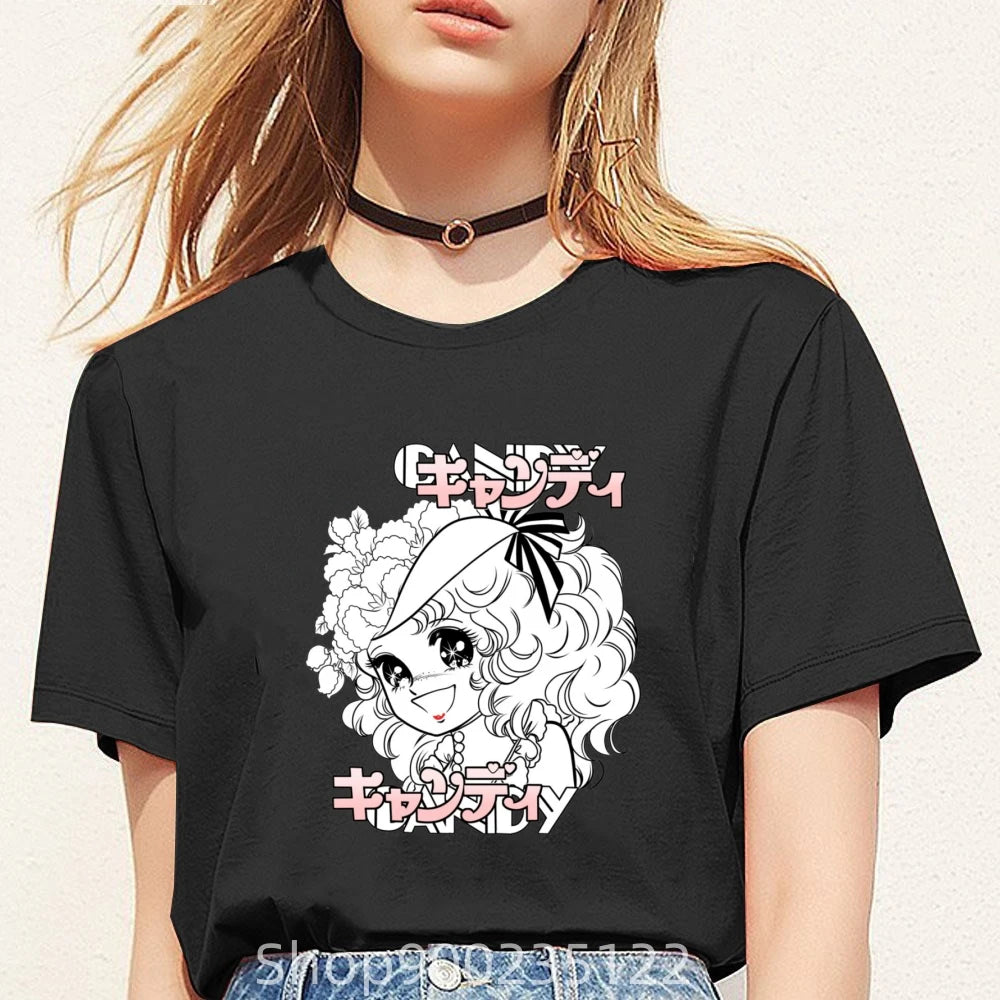 *T-shirt manga de dessin animé Candy, tirer de la télévision des années 80, collection été pour femme, style rétro...