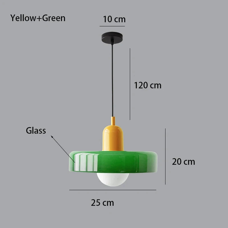 *Lustre Suspension en Verre Nordique Bauhaus - Design Rétro Vintage - Luminaire Décoratif pour Salon Chambre Bar Café - Compatible LED E27