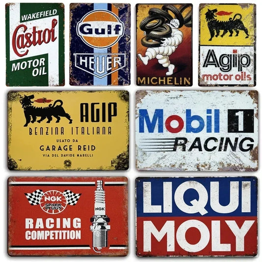 Plaques métal vintage, déco, reproduction publicitaire, moto , huile etc.. pour déco garage etc...