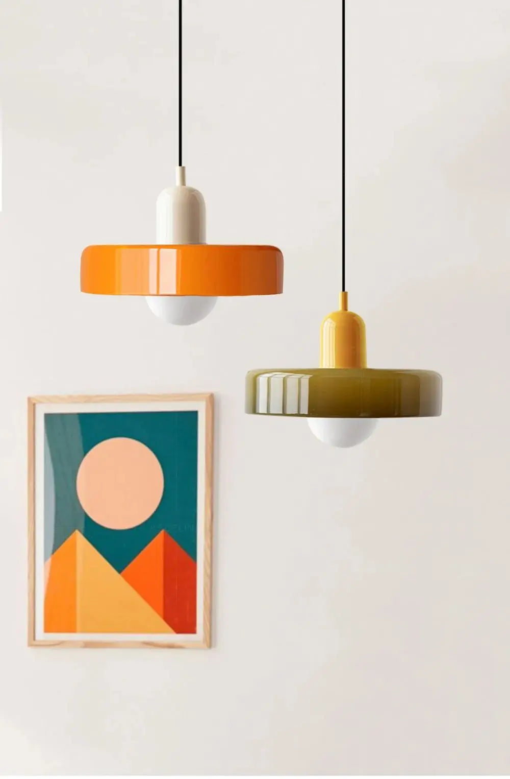 *Lustre Suspension en Verre Nordique Bauhaus - Design Rétro Vintage - Luminaire Décoratif pour Salon Chambre Bar Café - Compatible LED E27