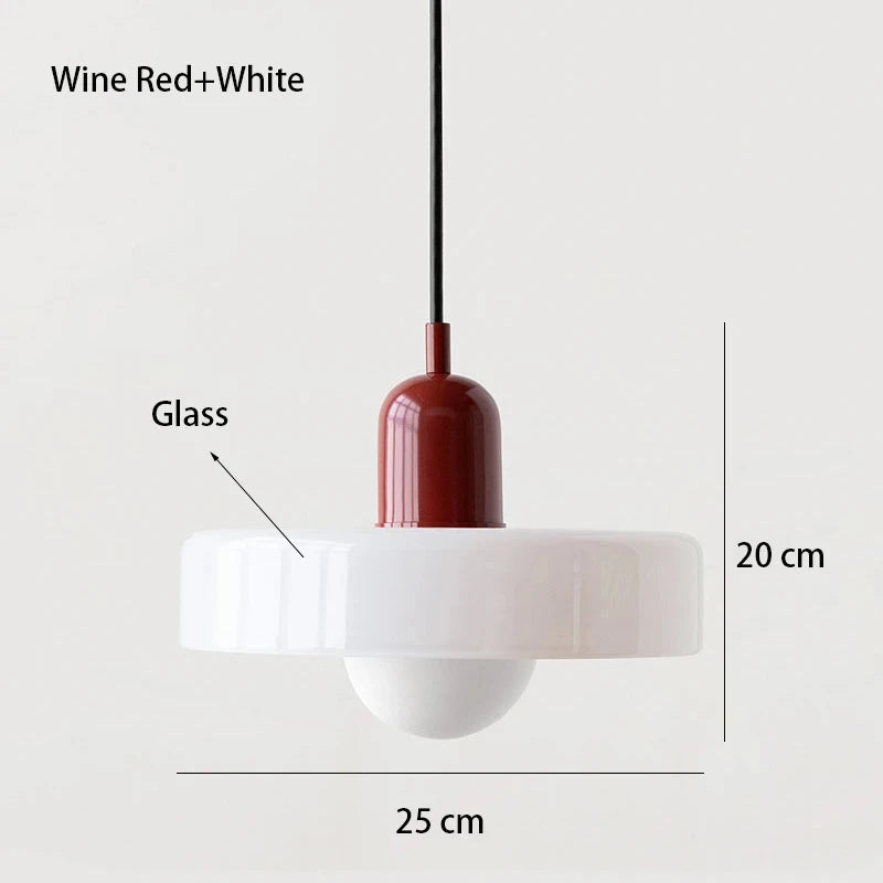 *Lustre Suspension en Verre Nordique Bauhaus - Design Rétro Vintage - Luminaire Décoratif pour Salon Chambre Bar Café - Compatible LED E27