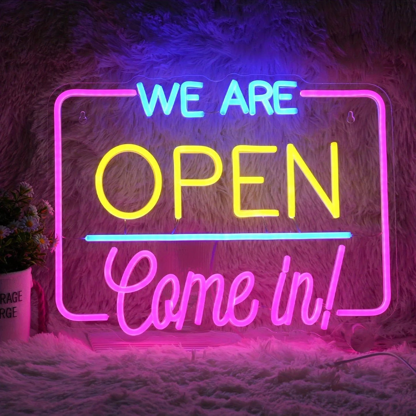 Enseignes rétro vintage néon avec lumière LED brillante, panneau publicitaire à haute visibilité..