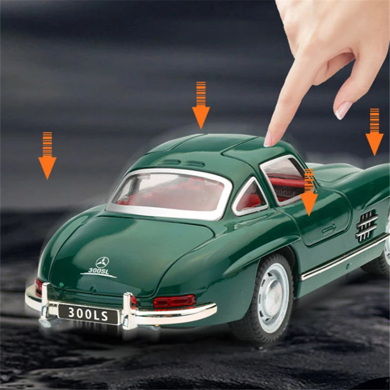 Véhicule Mercedes Benz 300SL, collection (échelle 1/32) classiques métal avec son et lumière..