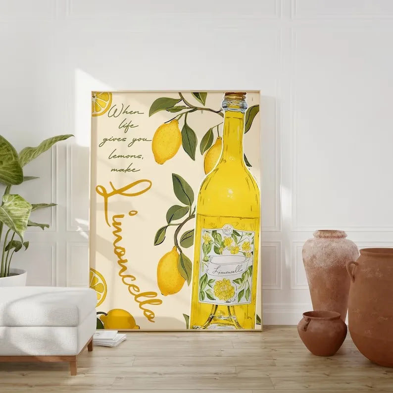 Toile déco, peinture au pistolet, représentation d'Italie, livré sans cadre, la dolce vita, spritz etc..