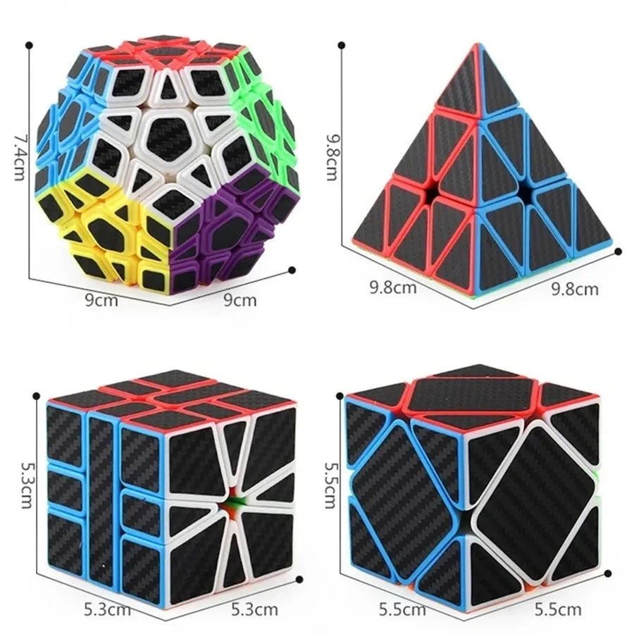Rubis cube magique en Fibres de carbone  2x2x2/ 3x3x3 /4x4x4 pyramide, biais, mégaminx..
