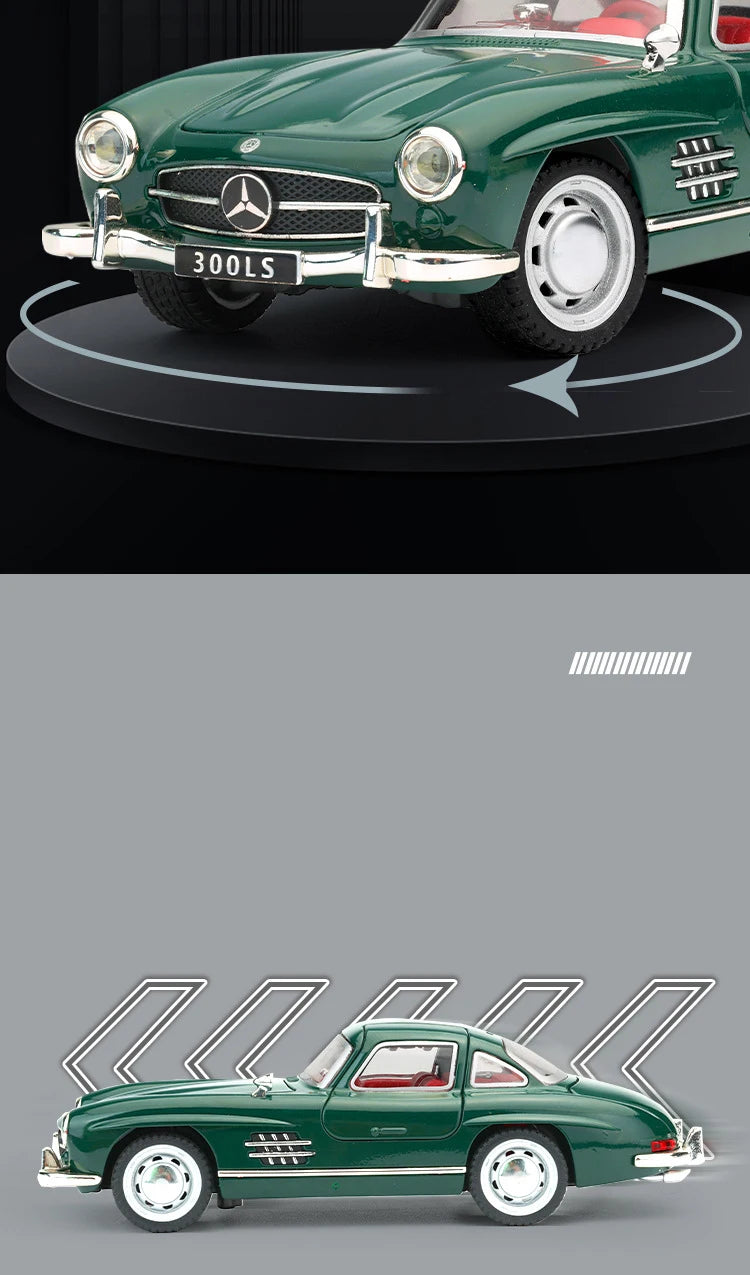 Véhicule Mercedes Benz 300SL, collection (échelle 1/32) classiques métal avec son et lumière..