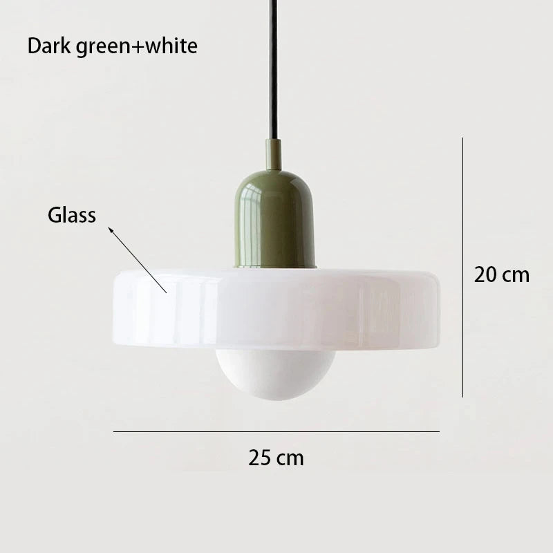 *Lustre Suspension en Verre Nordique Bauhaus - Design Rétro Vintage - Luminaire Décoratif pour Salon Chambre Bar Café - Compatible LED E27
