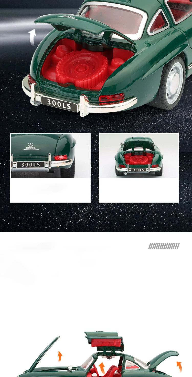 Véhicule Mercedes Benz 300SL, collection (échelle 1/32) classiques métal avec son et lumière..
