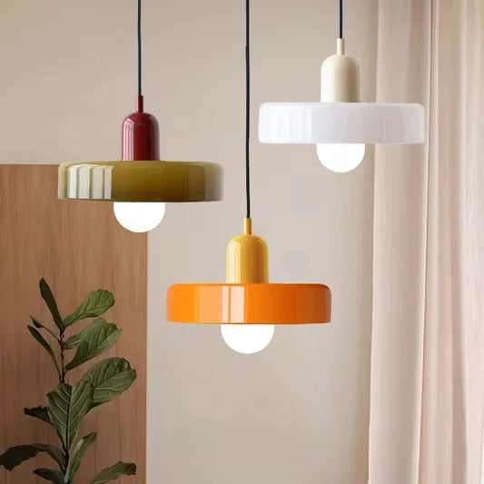 *Lustre Suspension en Verre Nordique Bauhaus - Design Rétro Vintage - Luminaire Décoratif pour Salon Chambre Bar Café - Compatible LED E27