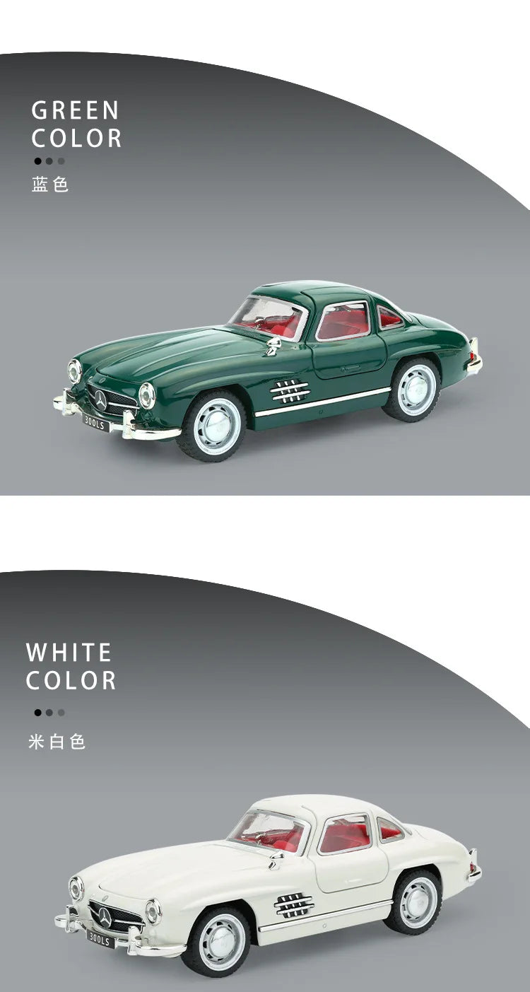 Véhicule Mercedes Benz 300SL, collection (échelle 1/32) classiques métal avec son et lumière..