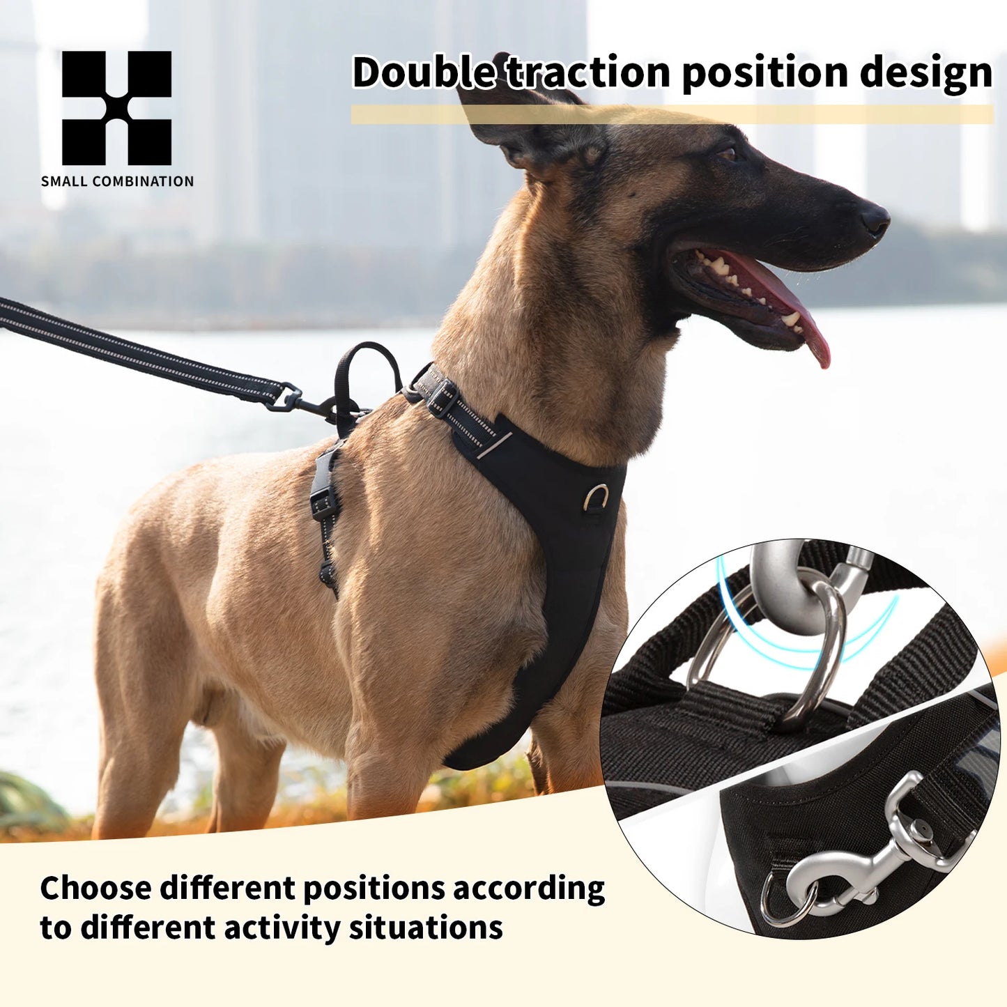 *Harnais pour Chien Réfléchissant Anti-Traction - Gilet Ajustable en Nylon  - Attache, sécurisée