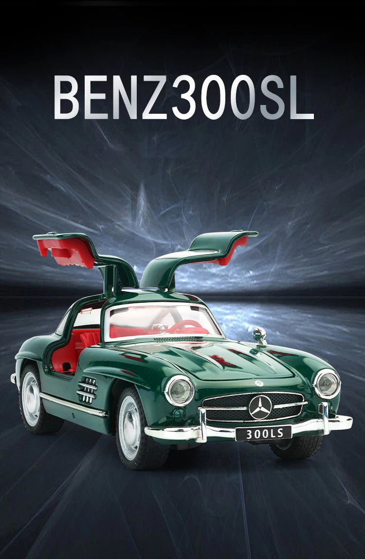 Véhicule Mercedes Benz 300SL, collection (échelle 1/32) classiques métal avec son et lumière..