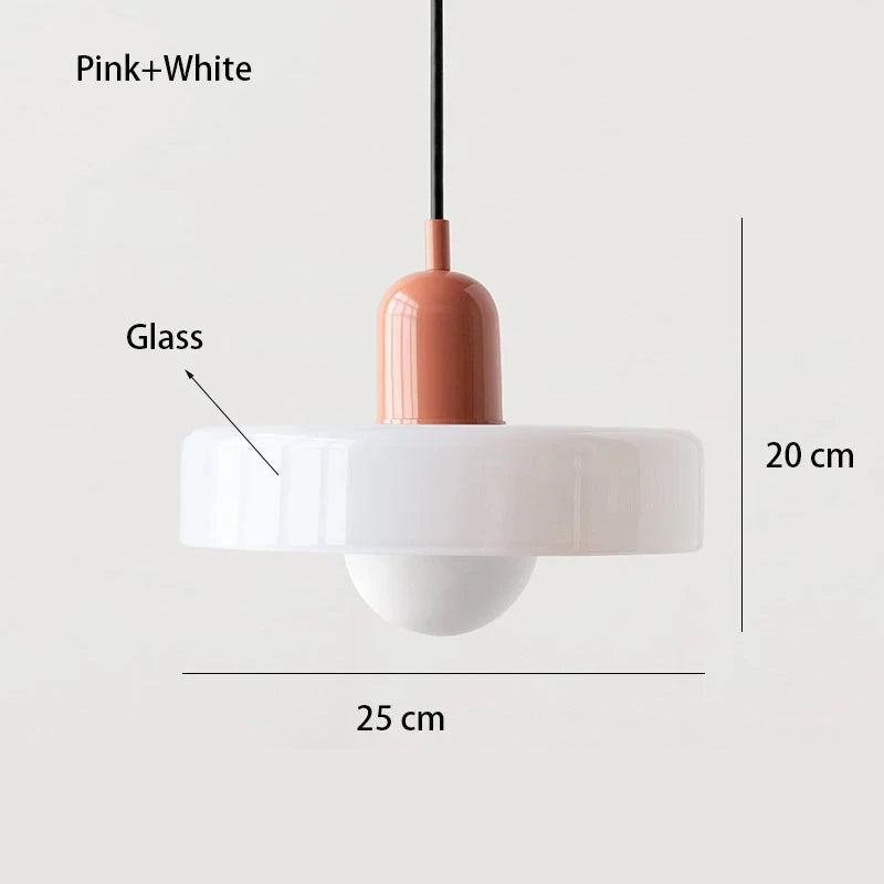 *Lustre Suspension en Verre Nordique Bauhaus - Design Rétro Vintage - Luminaire Décoratif pour Salon Chambre Bar Café - Compatible LED E27