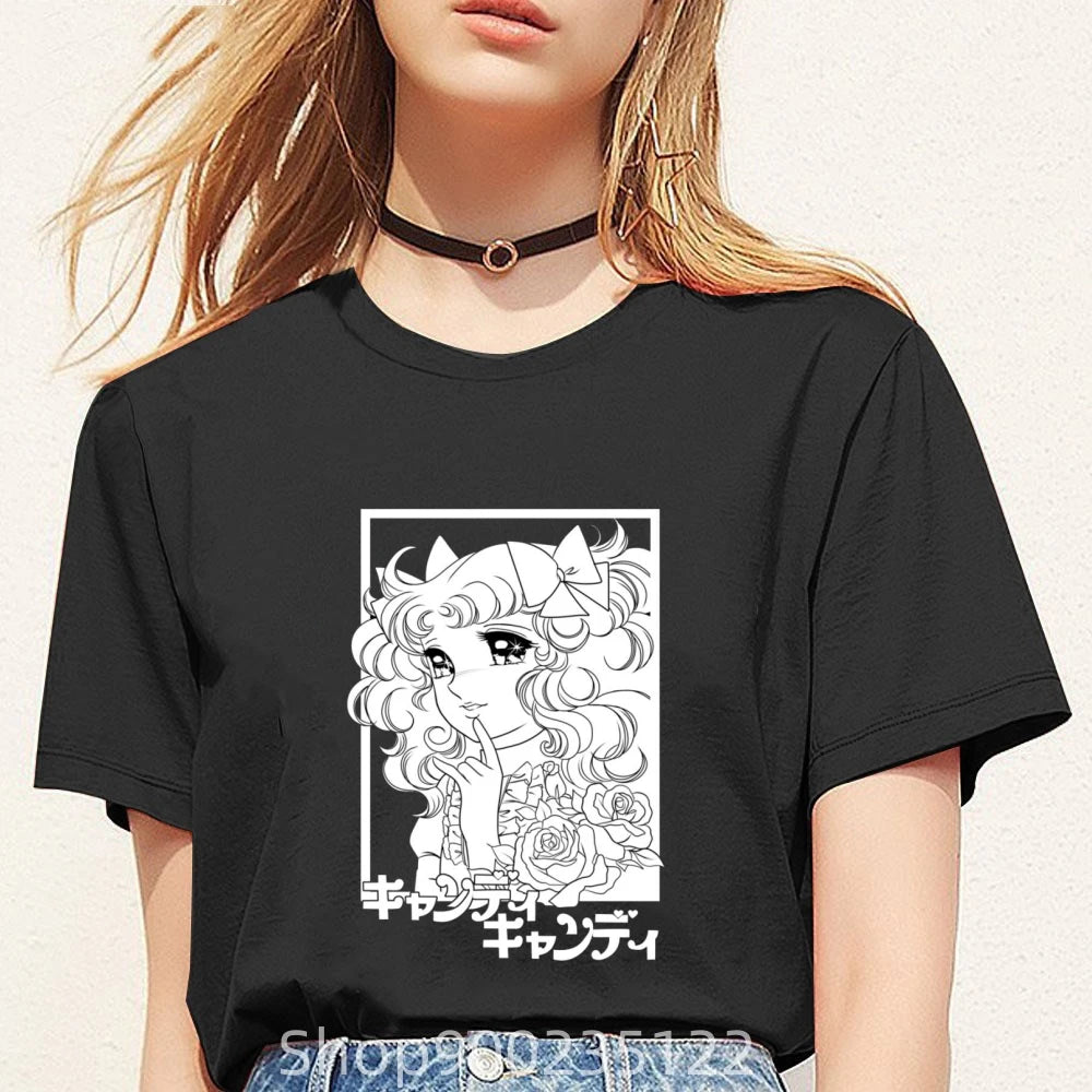 *T-shirt manga de dessin animé Candy, tirer de la télévision des années 80, collection été pour femme, style rétro...