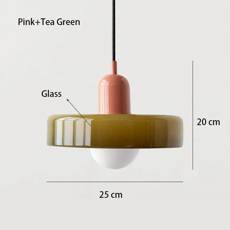 *Lustre Suspension en Verre Nordique Bauhaus - Design Rétro Vintage - Luminaire Décoratif pour Salon Chambre Bar Café - Compatible LED E27