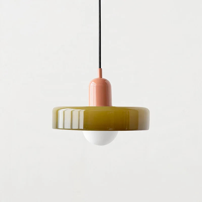 *Lustre Suspension en Verre Nordique Bauhaus - Design Rétro Vintage - Luminaire Décoratif pour Salon Chambre Bar Café - Compatible LED E27