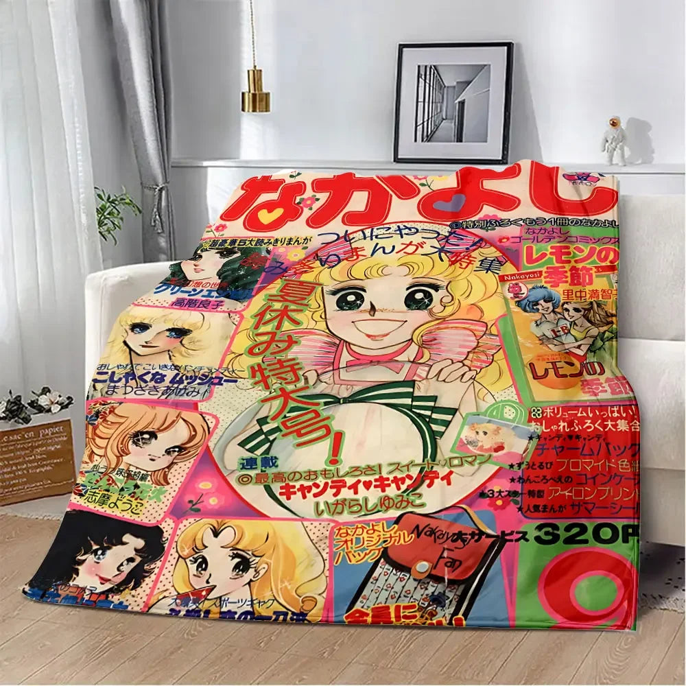 *Couverture Candy du dessins animés, Vintage Année 80, Pique-nique, Chaude, Douce, Confortable.