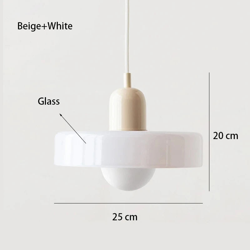 *Lustre Suspension en Verre Nordique Bauhaus - Design Rétro Vintage - Luminaire Décoratif pour Salon Chambre Bar Café - Compatible LED E27