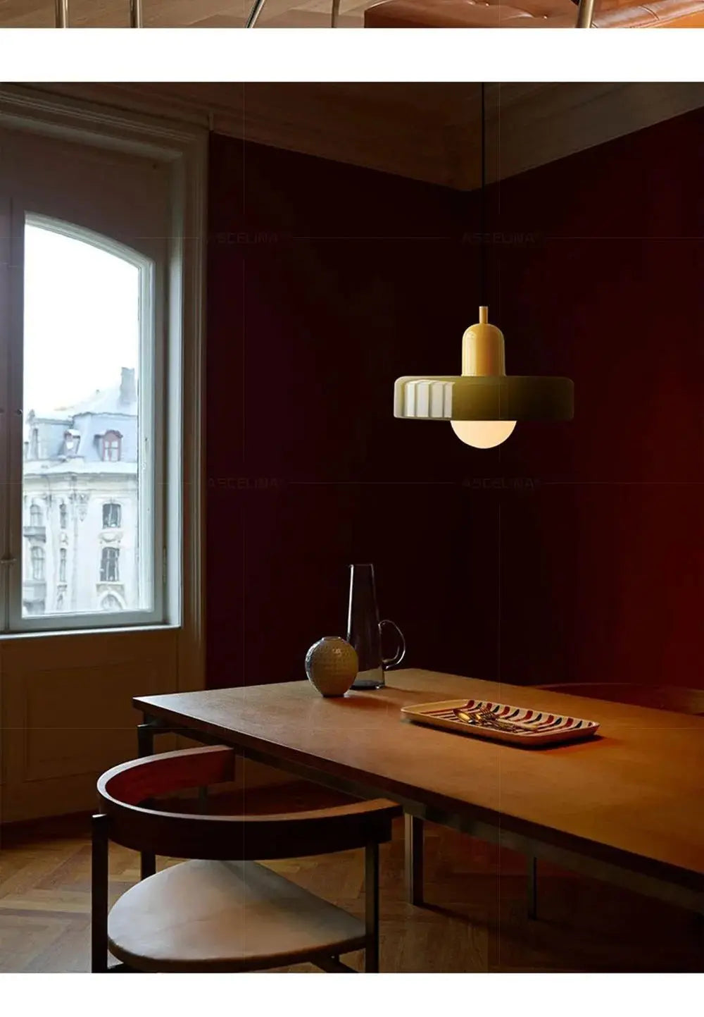 *Lustre Suspension en Verre Nordique Bauhaus - Design Rétro Vintage - Luminaire Décoratif pour Salon Chambre Bar Café - Compatible LED E27