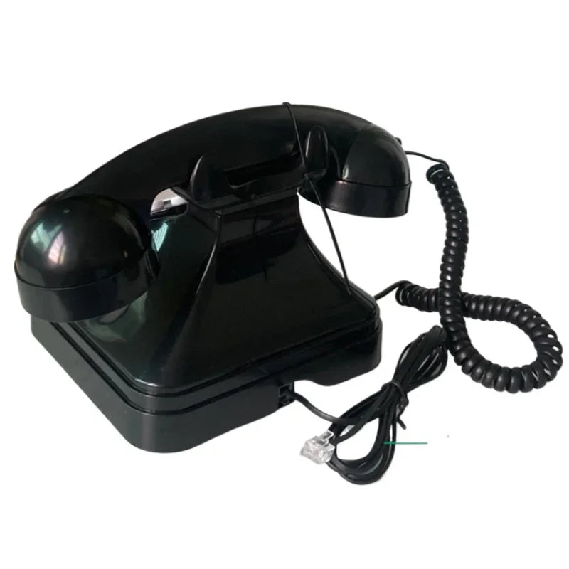 Téléphone Fixe Vintage Rétro Noir à Boutons Poussoirs - Design Classique Élégant - Téléphone Filaire Décoratif pour Bureau et Maison - Style Antique Fonctionnel