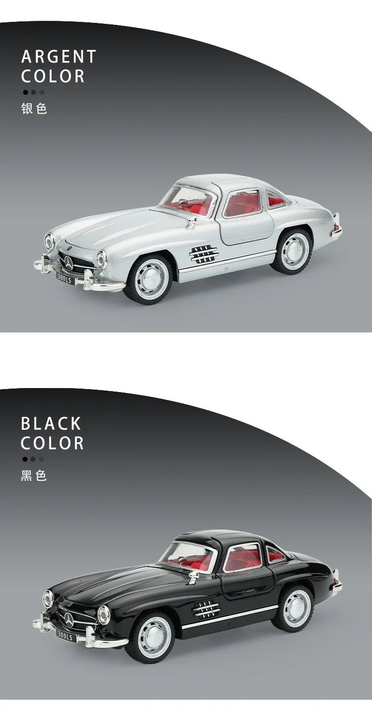 Véhicule Mercedes Benz 300SL, collection (échelle 1/32) classiques métal avec son et lumière..