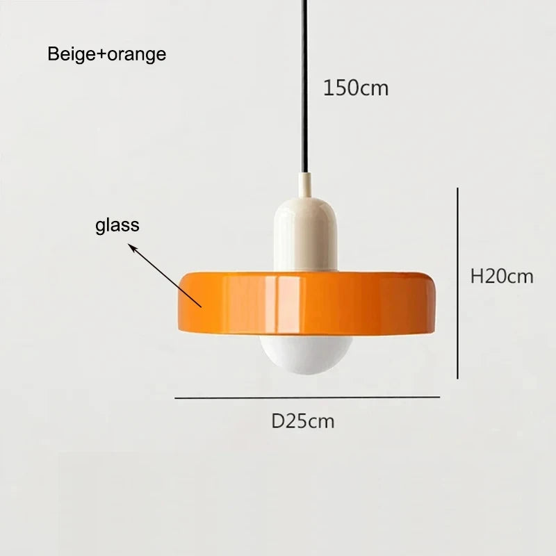 *Lustre Suspension en Verre Nordique Bauhaus - Design Rétro Vintage - Luminaire Décoratif pour Salon Chambre Bar Café - Compatible LED E27