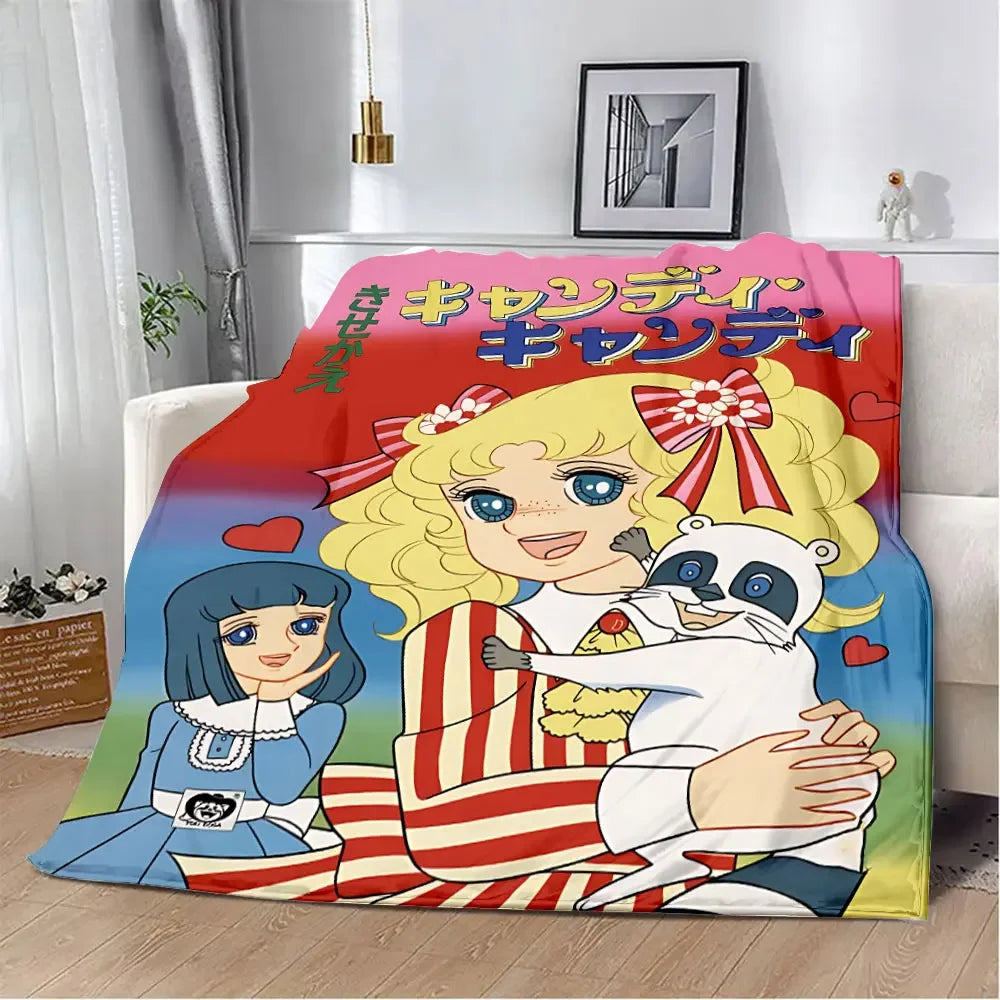 *Couverture Candy du dessins animés, Vintage Année 80, Pique-nique, Chaude, Douce, Confortable.