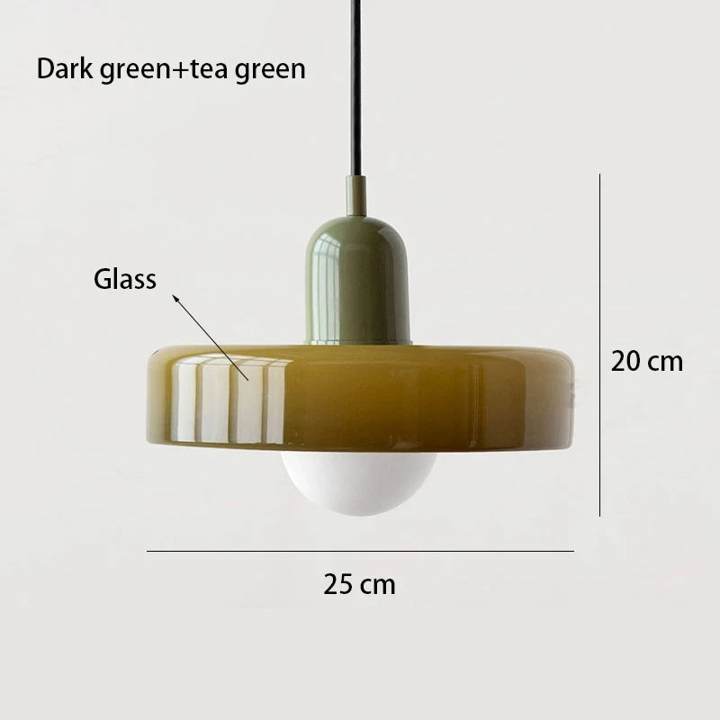 *Lustre Suspension en Verre Nordique Bauhaus - Design Rétro Vintage - Luminaire Décoratif pour Salon Chambre Bar Café - Compatible LED E27