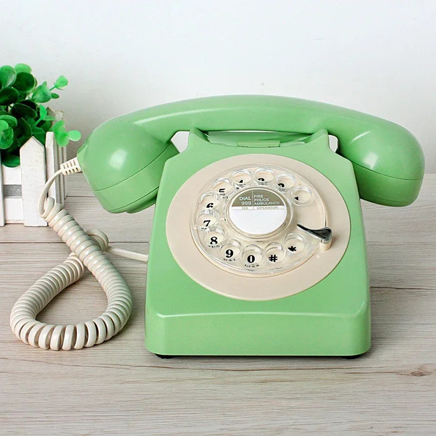 Téléphone fixe filaire de Style Vintage, année 1980, téléphone rétro à cadran rotatif à l'ancienne