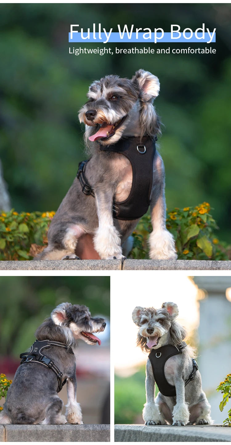 *Harnais pour Chien Réfléchissant Anti-Traction - Gilet Ajustable en Nylon  - Attache, sécurisée