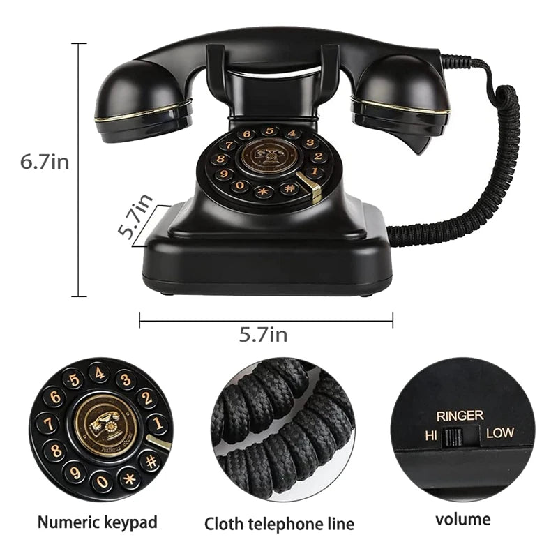 Téléphone fixe rétro, à l'ancienne, vintage, avec sonnerie à cloche en métal classique année 60
