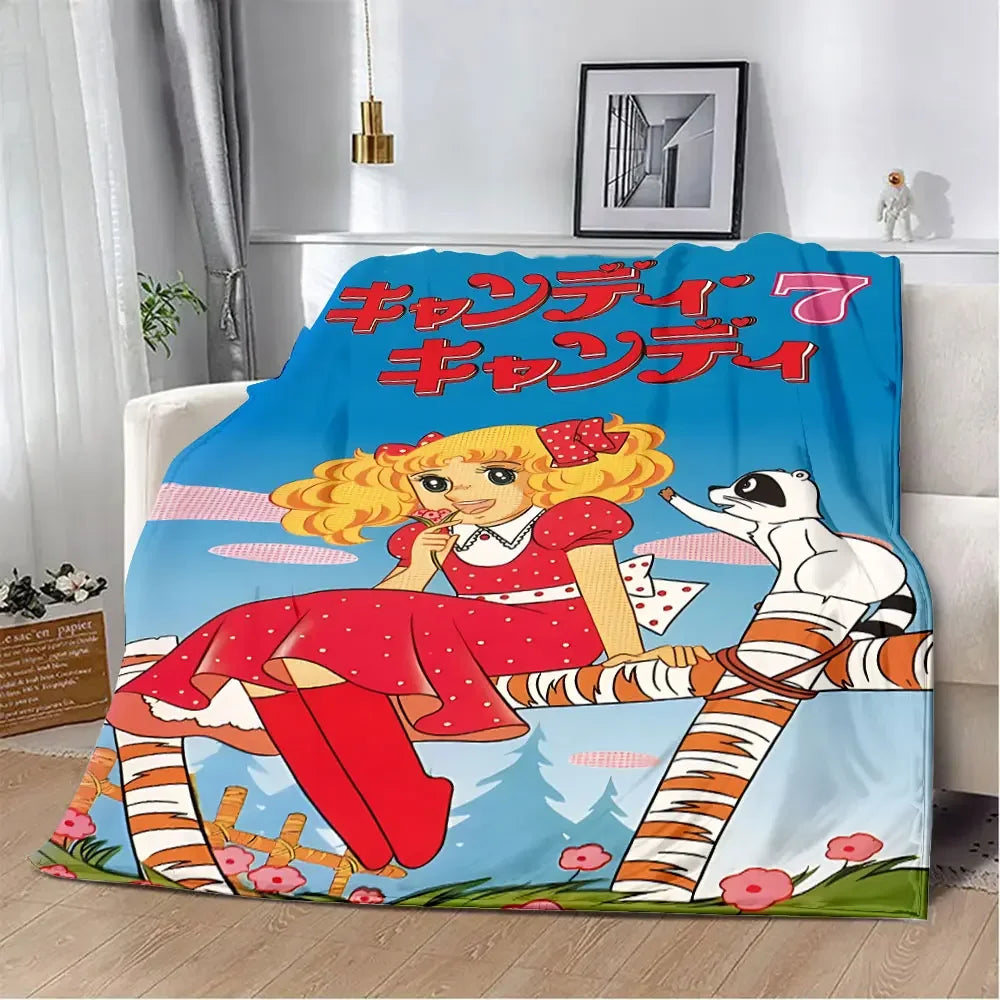 *Couverture Candy du dessins animés, Vintage Année 80, Pique-nique, Chaude, Douce, Confortable.