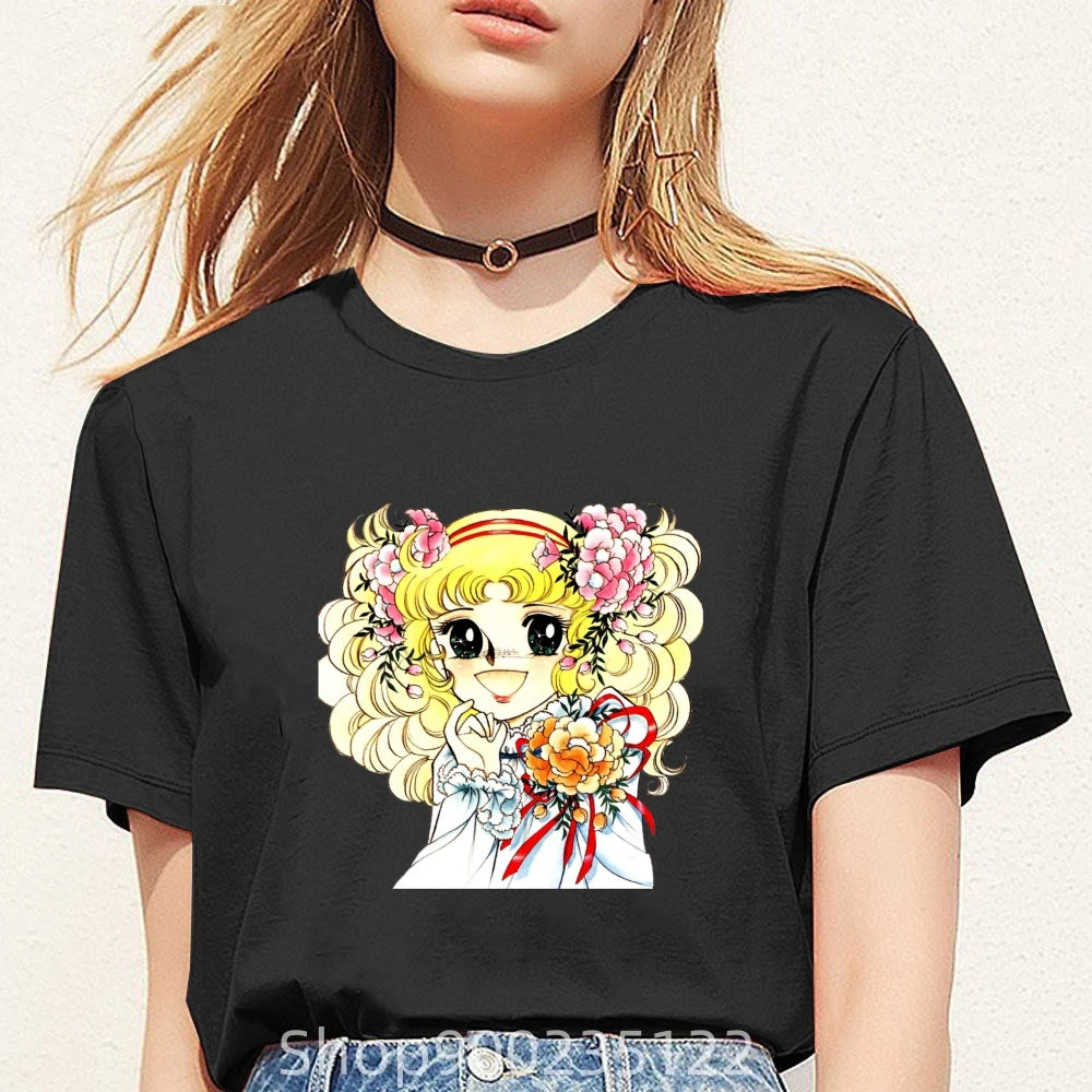 *T-shirt manga de dessin animé Candy, tirer de la télévision des années 80, collection été pour femme, style rétro...