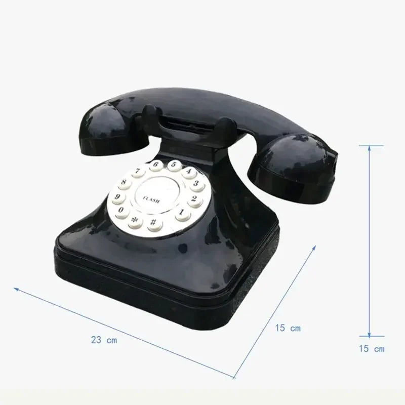 Téléphone Fixe Vintage Rétro Noir à Boutons Poussoirs - Design Classique Élégant - Téléphone Filaire Décoratif pour Bureau et Maison - Style Antique Fonctionnel