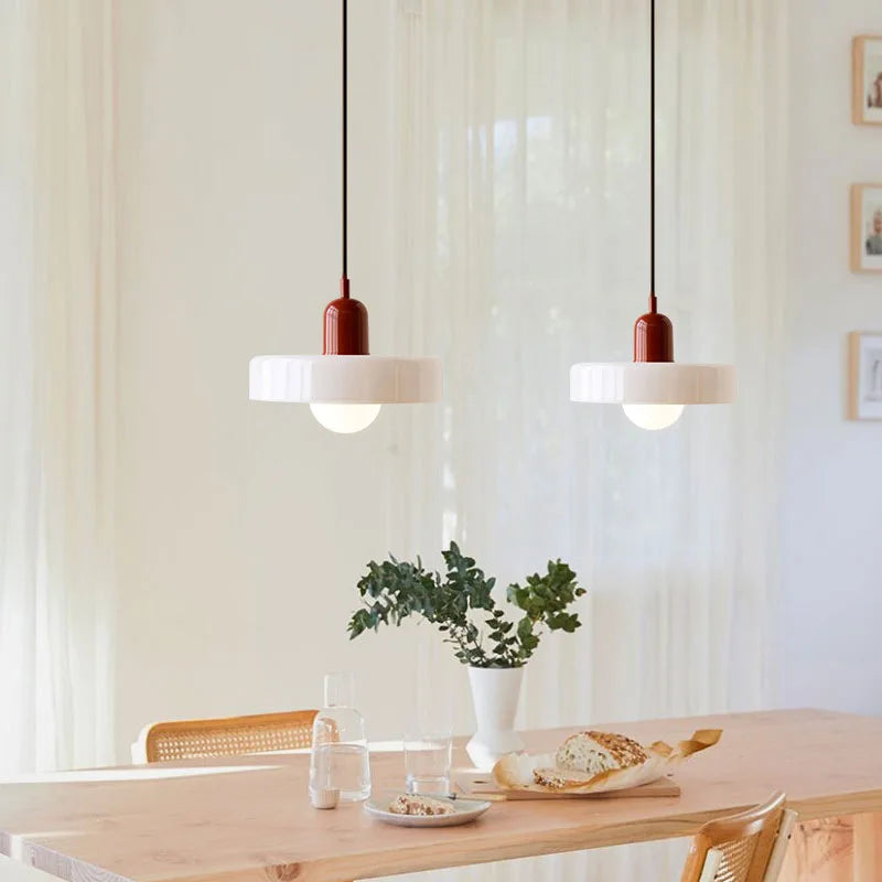 *Lustre Suspension en Verre Nordique Bauhaus - Design Rétro Vintage - Luminaire Décoratif pour Salon Chambre Bar Café - Compatible LED E27