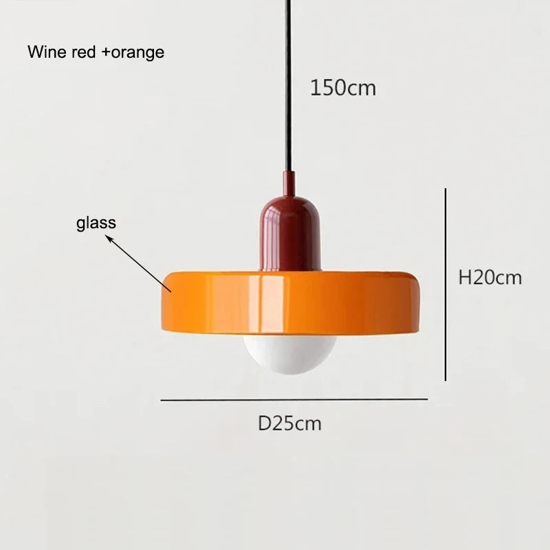 *Lustre Suspension en Verre Nordique Bauhaus - Design Rétro Vintage - Luminaire Décoratif pour Salon Chambre Bar Café - Compatible LED E27