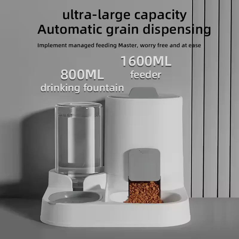 *Distributeur Eau et Nourriture 2 en 1 pour Chat et Chien - Fontaine Automatique 800ml + Mangeoire 1600ml - Bol Double Antidérapant