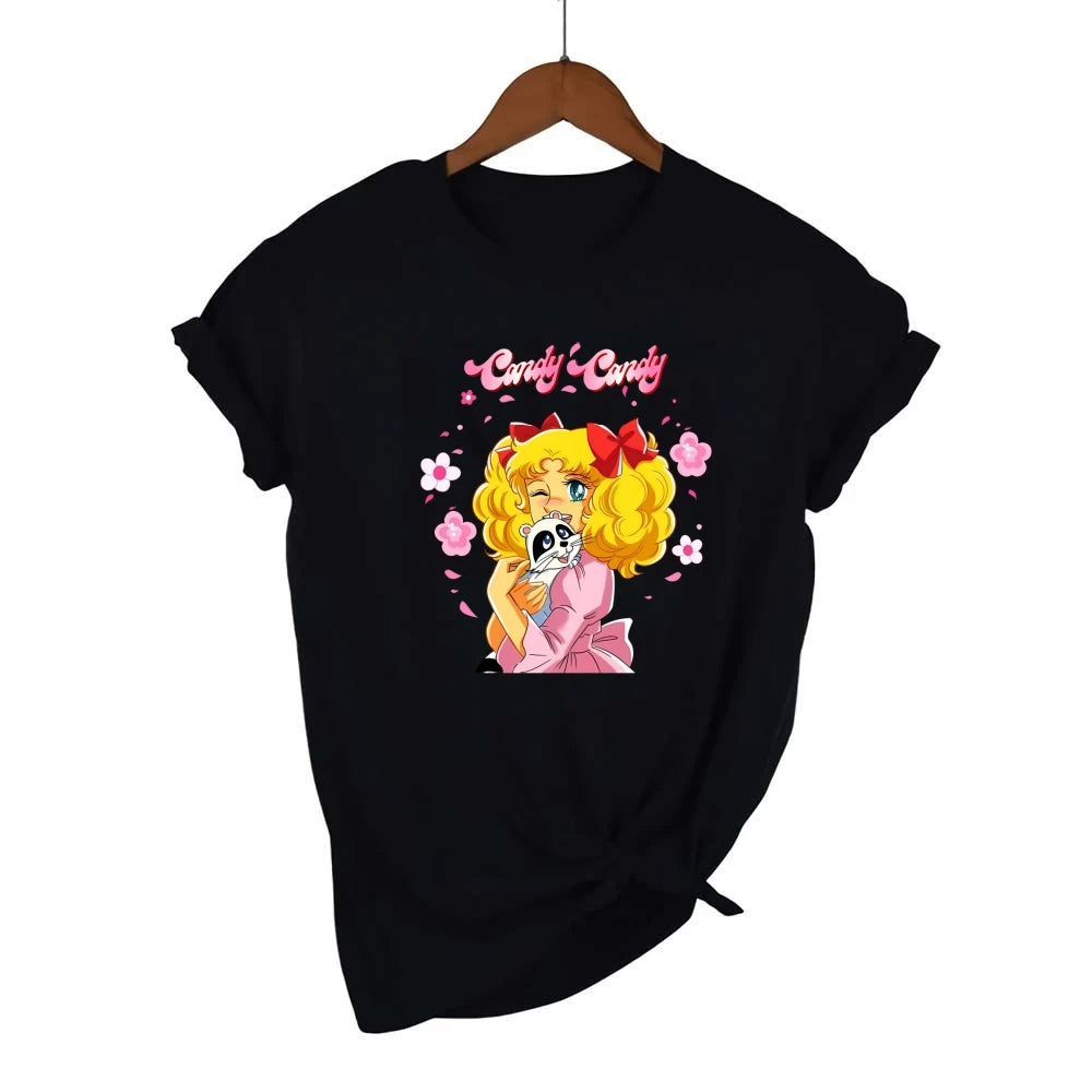 *T-shirt manga de dessin animé Candy, tirer de la télévision des années 80, collection été pour femme, style rétro...