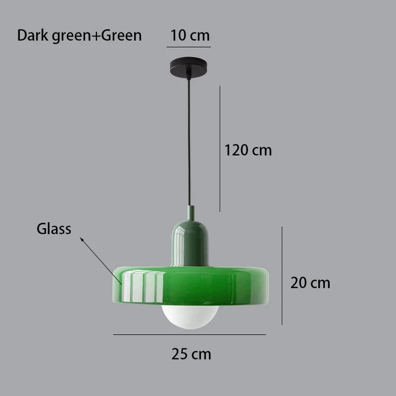 *Lustre Suspension en Verre Nordique Bauhaus - Design Rétro Vintage - Luminaire Décoratif pour Salon Chambre Bar Café - Compatible LED E27