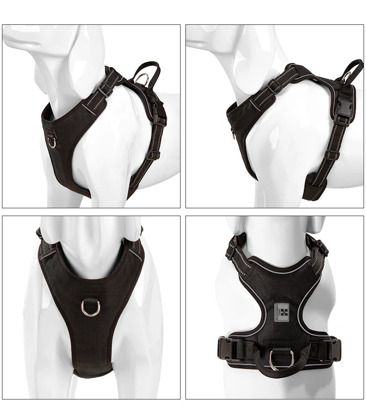 *Harnais pour Chien Réfléchissant Anti-Traction - Gilet Ajustable en Nylon  - Attache, sécurisée